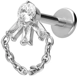 Titan Labret mit Innengewinde LOTUSBLÜTE + KETTE