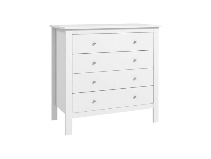HOMCOM Modern Chest of Drawers 5 Drawer Storage Cabinet with Metal Handles and Runners for Bedroom White