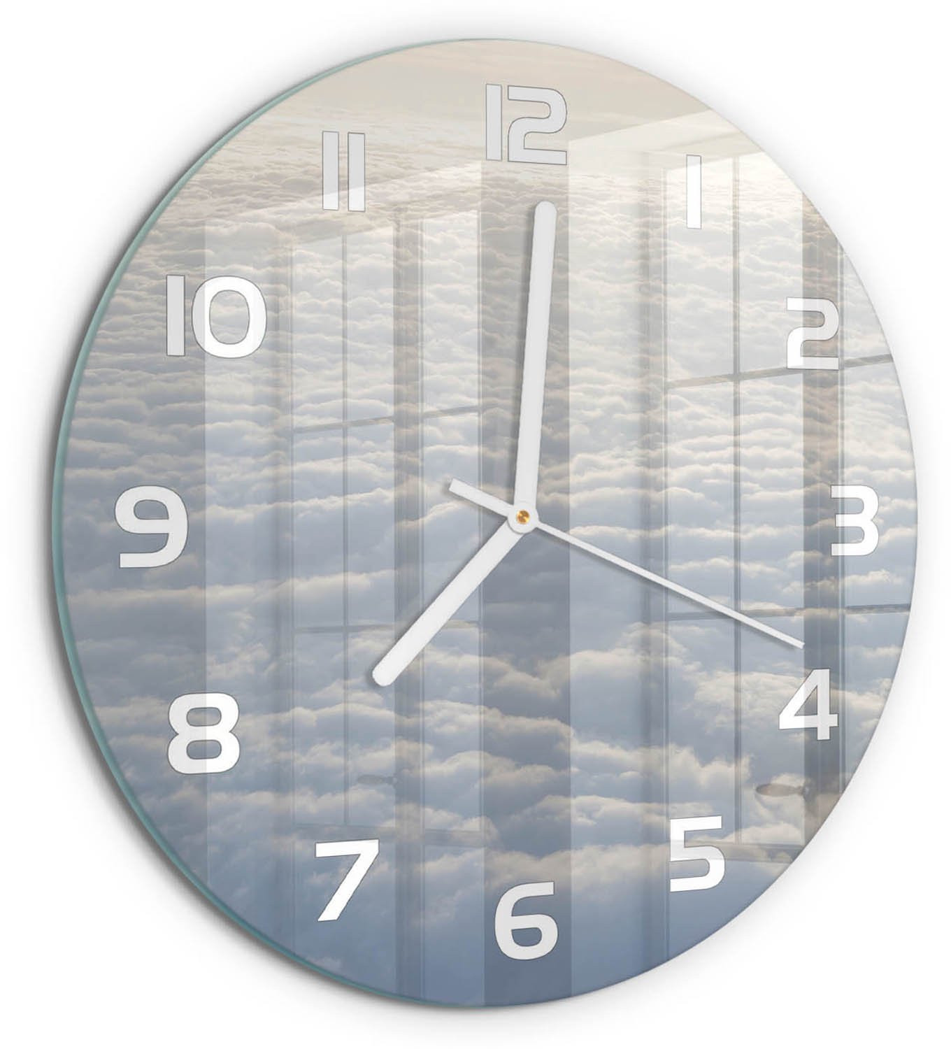 Tulup Wandklok Vliegen boven de wolken - Wit - Diameter: 30 cm