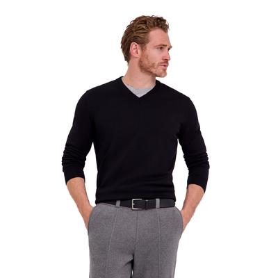 Strickpullover FALKE "Cotton Knit", Herren, Gr. L, schwarz (schwarz (3000)), Pullover Strickpullover