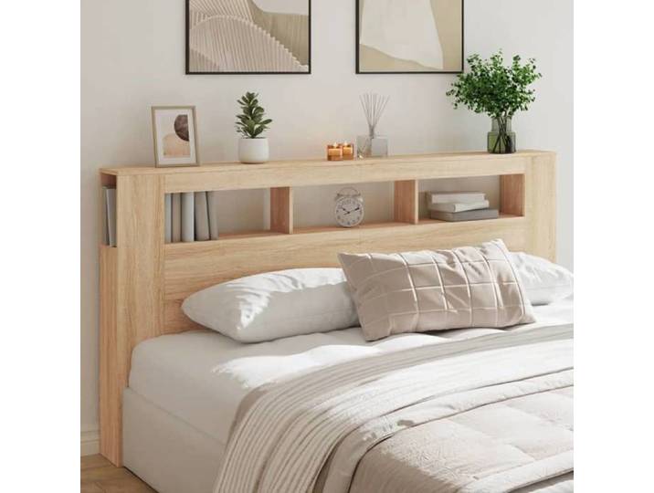 Tête de Lit à LED Accessoire de Lit Tête de Cadre de Lit Meuble de Chambre à Coucher Chêne Sonoma 837367