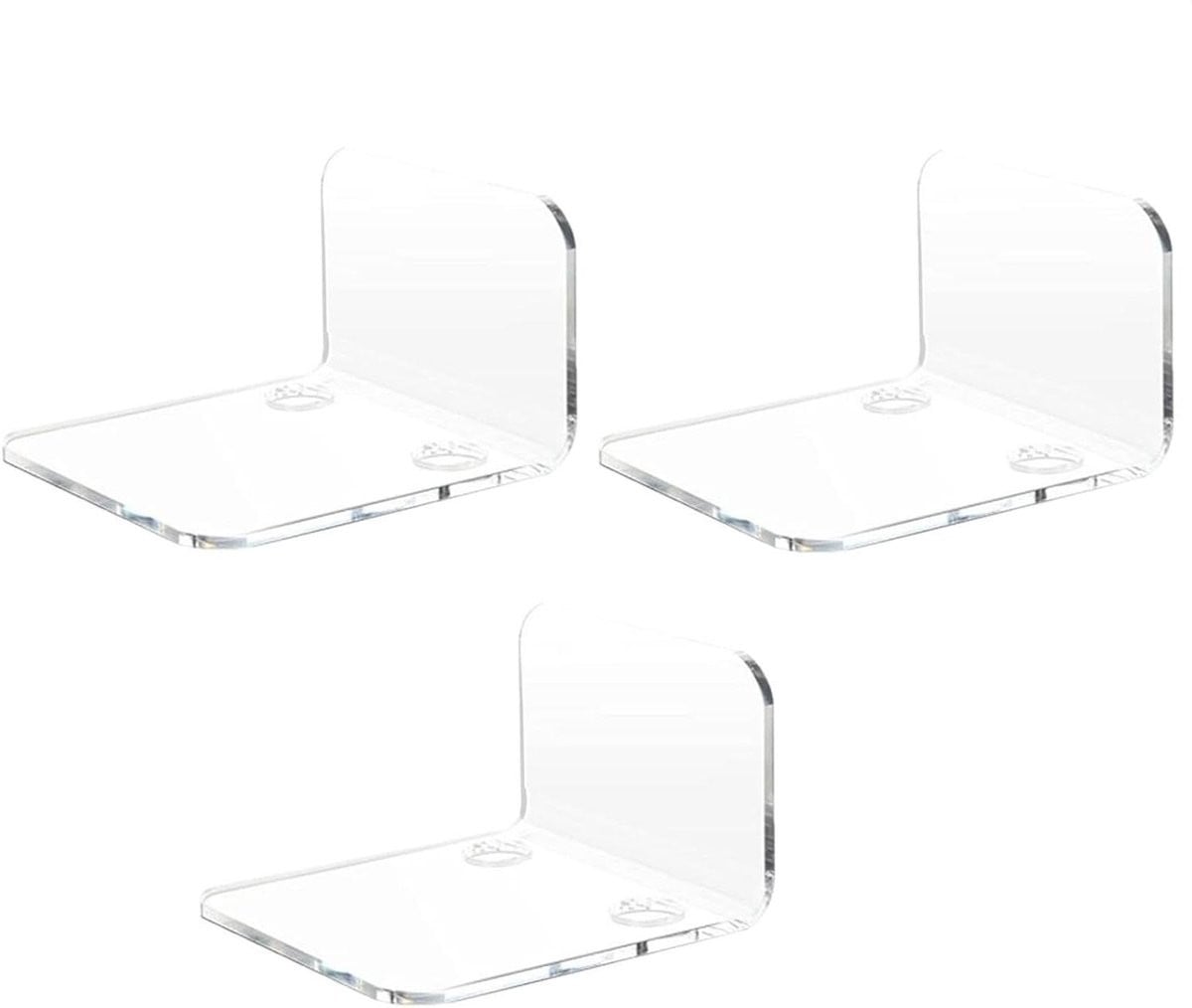 Set van 3 transparante zwevende wandplanken met geïntegreerde verlichting en kabelclips