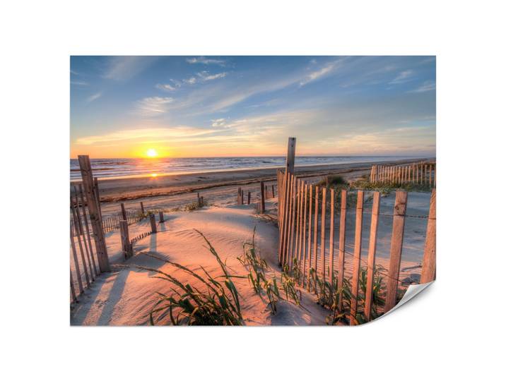 FOTOTAPETE für Wohnzimmer Sonnenaufgang Strand Meer Wellen Dünen 200x140