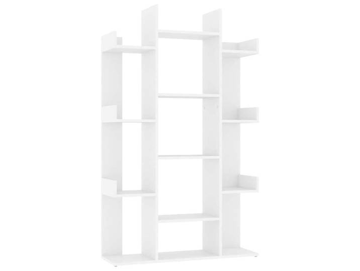 vidaXL Bücherregal Baumform 86/25,5/140 cm aus Holzwerkstoff Weiß, Strukturbuche, 13 Fächer, Rechteckig, 86x140x25.5 cm, Wohnzimmer, Regale, Bücherregale