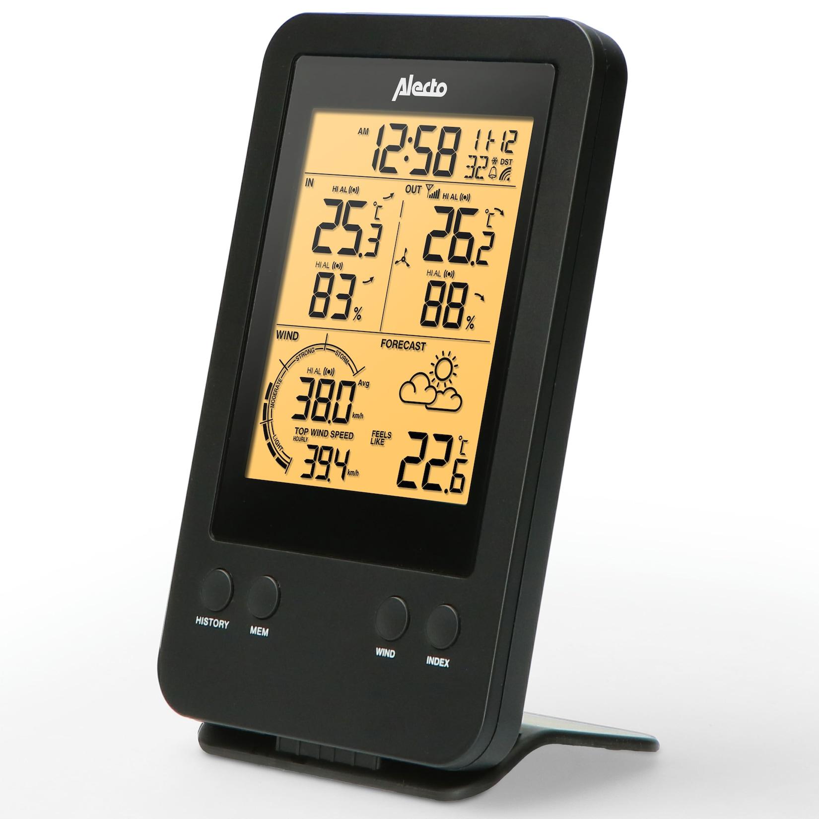 Alecto Professional Wetterstation mit Funksensor Schwarz