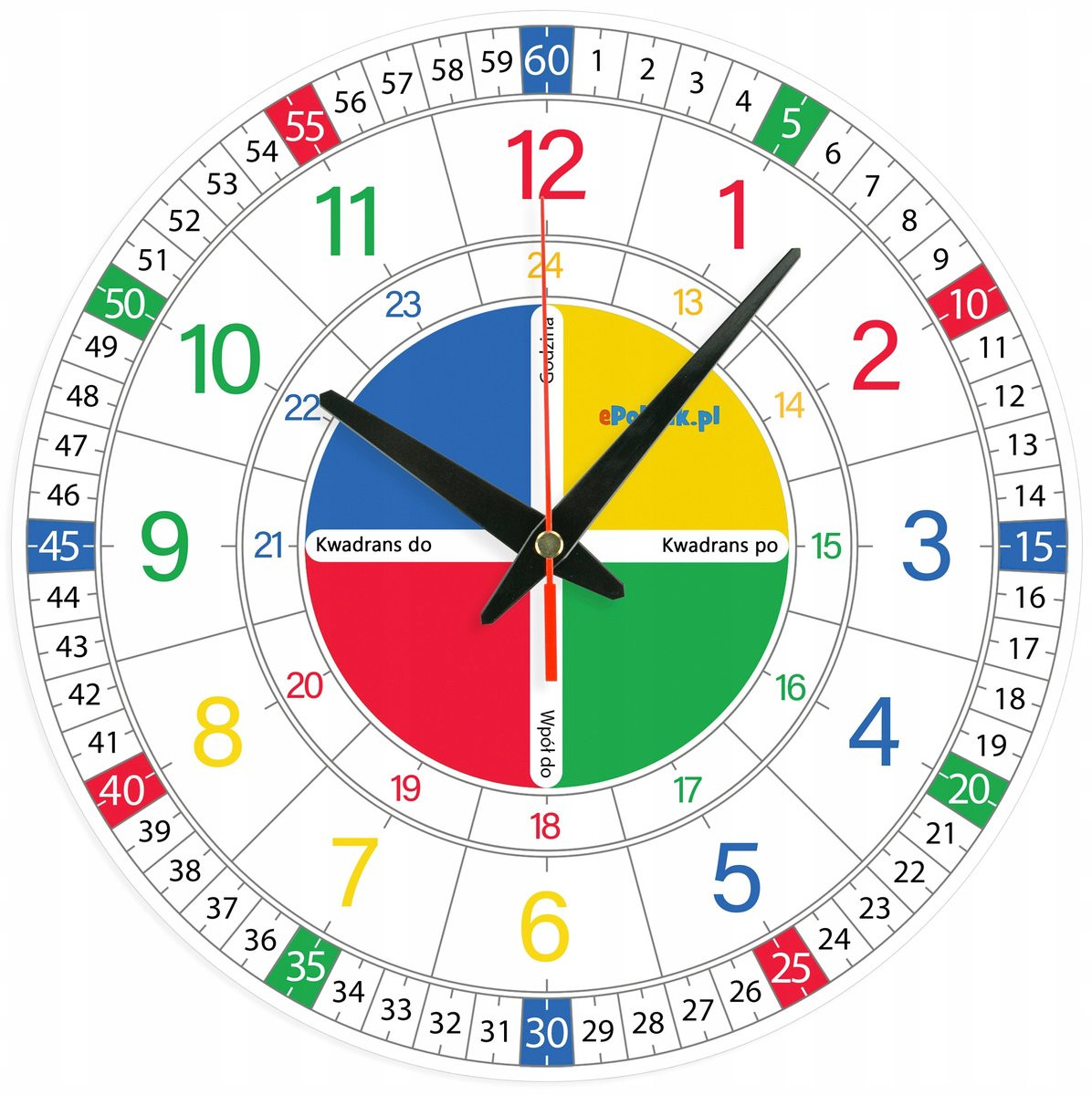 Educatieve Analoge Wandklok voor Kinderen met Stille Beweging, Diameter: 29 cm