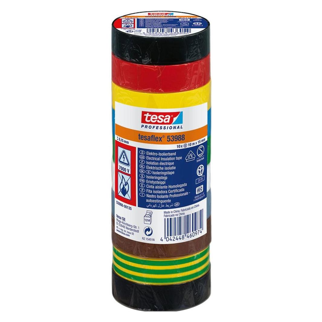 tesa tesaflex Isolierband IEC 10x10m:15mm Mix (15 mm) (53988-00135-00)