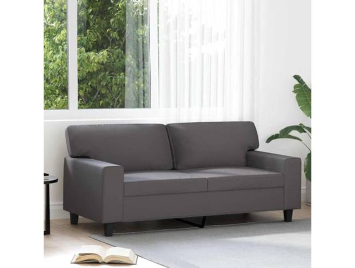 HEFZGDB Graues 2-Sitzer-Sofa 140 cm Kunstleder Modernes Design Langlebiges Metallgestell Bequem Leseecke Fernsehcouch Schmutzabweisend Luxuriöser Look Stabiles Sofa