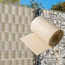 NYVI Polyrattan Sichtschutzstreifen Privafence 255 x 19 cm - Sichtschutz für Doppelstabmatten Zaun Farbe:Beige;Anzahl:5