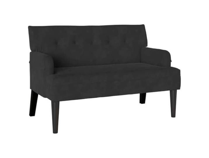hliofuir Chesterfield Bank Samt Polsterbank Schwarz 112 x 65,5 x 75 cm Elegante 2-Sitzer Sitzbank aus edlem Samt mit stabiler Rückenlehne für Schlafzimmer und Flur.