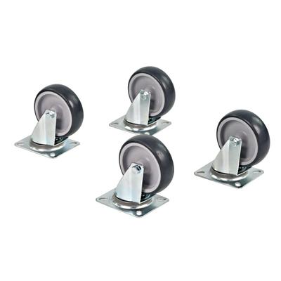 4 x Lenkrollen mit Anschraubplatte – 100 mm – Gummi – spurlos - Transportrolle
