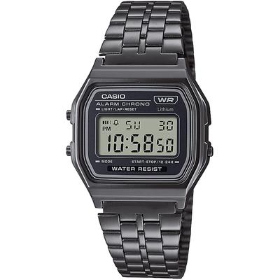Chronograph CASIO VINTAGE, schwarz (schwarz, schwarz), Armbanduhren, Damen, schwarz, Chronograph, Quarzuhr, Armbanduhr, Damenuhr, Herrenuhr, Digitaluhr,Edelstahlarmband