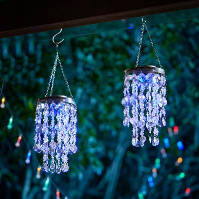 "Glitzhome 19""H Solar Lighted Patriotic Wind Chime Hanging Decor"