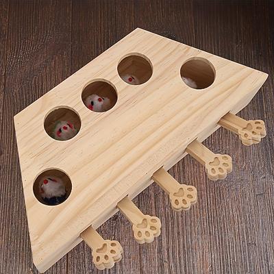 Katzenspielzeug aus recyceltem Holz mit 6 interaktiven, versteckten Leckerli-Spendern Pfotenabdruck-Ausschnitte – sichere geistige Anregung für mehrere Katzen Bewegungsspielzeug für alle Rassen,