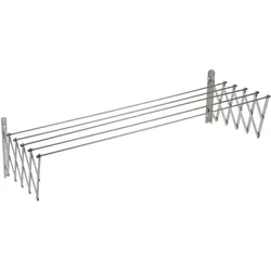 Sauvic Extendierbarer Wandtrockner für Kleidung mit 5 Aluminiumschienen, Wäscheständer, Silber