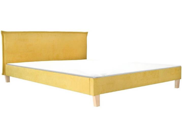 JVmoebel Polsterbett Gelbes Polster-Doppelbett im Retro-Stil mit Holzgestell, Made in Europa