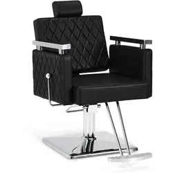 BarberPub Friseurstuhl mit Kopfstütze Kippbar, Friseurstühle mit Hydraulikpumpe 360° Drehbar, Friseureinrichtung Barber Stuhl Höhenverstellbar, Stylingstuhl PVC Kunstleder, 2073 (Schwarz)
