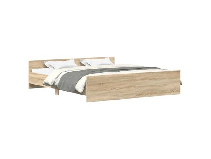 PUGYNBK Bettrahmen Sonoma Eiche 160 x 200 cm Technisches Holz, Sperrholzleisten, Kopf- und Fußteil, Matratzenhalter