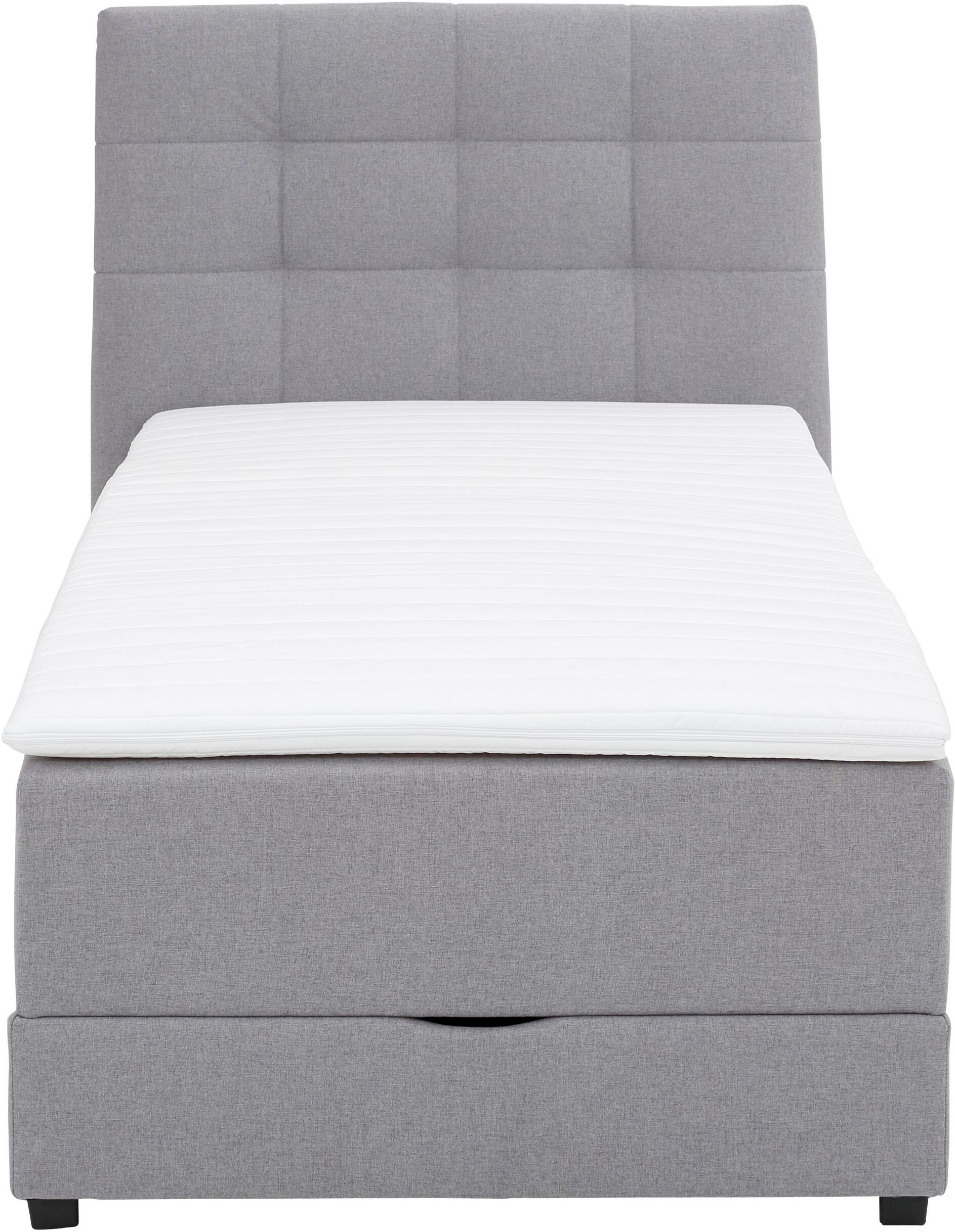 Boxbett HOME AFFAIRE "Mieke", grau (hellgrau), B:133cm L:210cm, Struktur imprägniert (100%), Komplettbetten, Boxbett, incl. Bettkasten und Topper, Bezug imprägniert, 2 Breiten