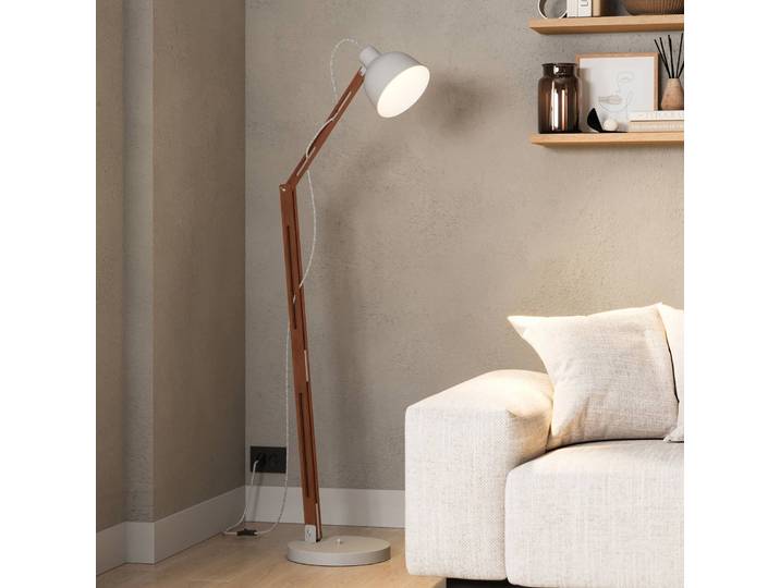 Stehlampe Skansen Lamkur, Holz dunkel, für Wohn- / Esszimmer, Holz, Industrielles Design, Stehlampe