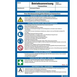 König Werbeanlagen Dreifke® Maschinenbetriebsanweisung Fräsmaschinen, Kunststoff, 210x297mm, ASR A1.3, DIN EN ISO 7010