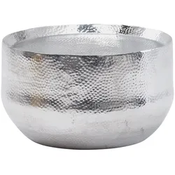 COUCHTISCH Orientalisch mit Hammerschlag-Struktur aus Aluminium und hohler Bauweise, Silber 60x60x35 cm