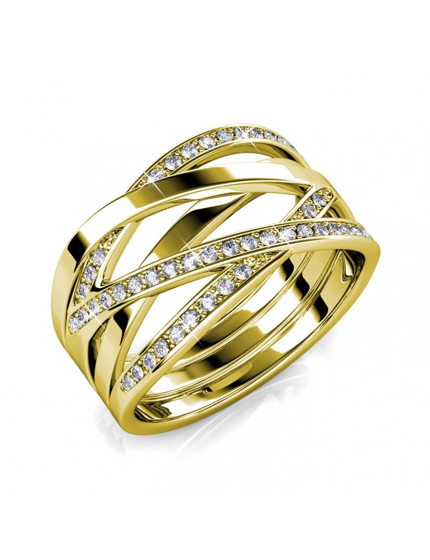 Criss Cross Ring - Gold und Kristall
