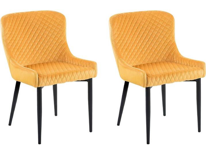 BELIANI Esszimmerstuhl 2er Set Gelb Samtstoff Modern/Retro