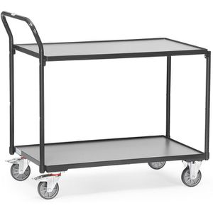Fetra Tischwagen 2740, Metall & Holz, Grey Edition, mit 2 Etagen, Tragkraft 300kg, 850 x 500mm