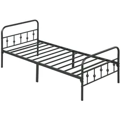 OKWISH Metallbett 90x200 klappbar mit Stauraum, stabiles Bettgestell aus Metall mit Lattenrost, platzsparendes Schlafbett, geräuscharm Schwarz