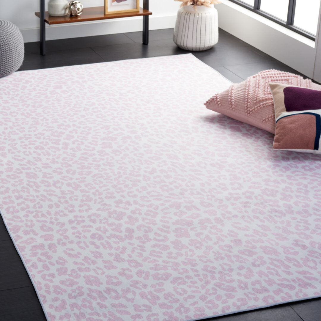 Latitude Run Faux Hide Audun Machine Washable Area Rug In Pink & White Pink Rectangle 183 x 274 cm