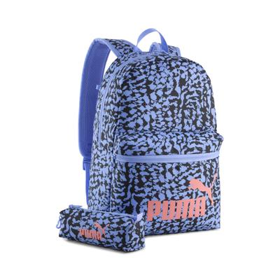 Rucksack PUMA "PHASE AOP BACKPACK SET", blau (intense lavender, animal aop), Rucksäcke, Netz, , gemustert, Rucksack, für vielseitige Einsätze, sportlicher Stil