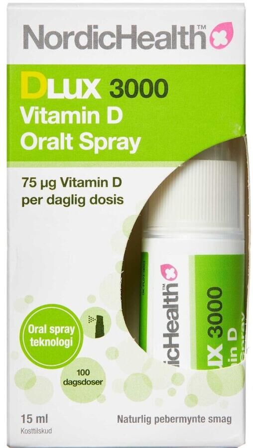 NordicHealth DLux 3000 D-vitamin Spray 75 mg Kosttilskud 15 ml