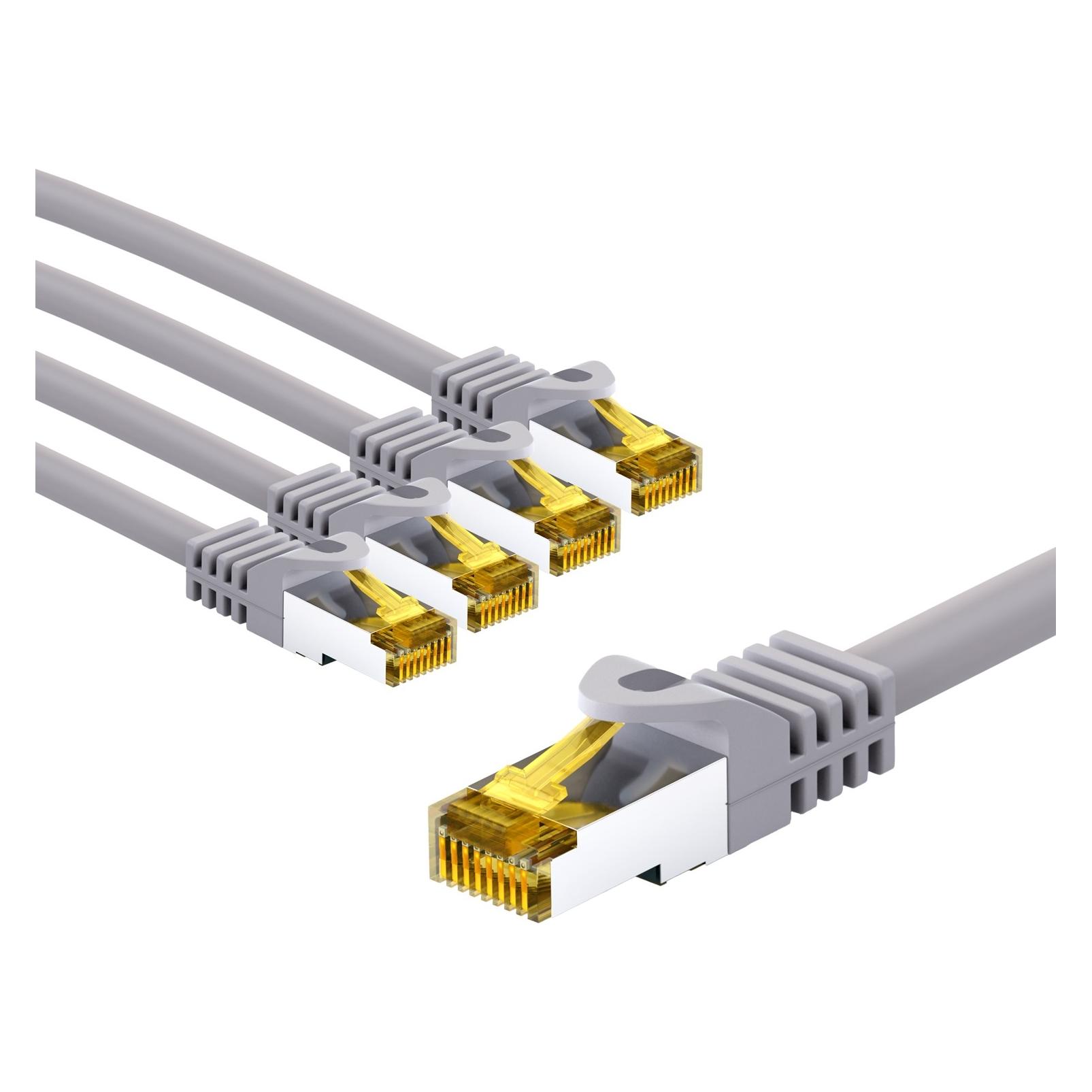 Goobay RJ45 Patchkabel S/FTP (PiMF) 500 MHz mit CAT 7 Rohkabel 3m grau 5er Pack (S/FTP, CAT7, 3 m) (69469)