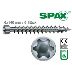 6x140 mm SPAX Zylinderkopfschrauben "IN.FORCE", T30, WIROX-beschichtet, P3J, 6 Stk. Vollgewinde