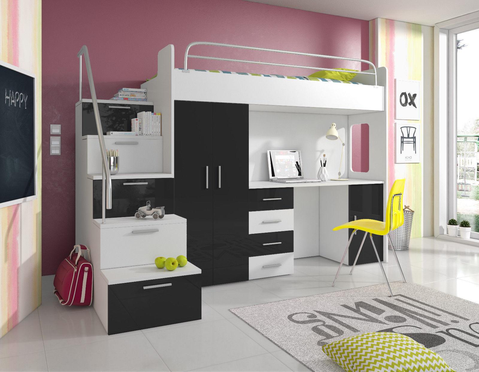 Doppelstockbett Etagenbett Doppelbett Jugend Bett Betten mit Schrank Tisch