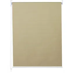 Rollo MCW-D52, Fensterrollo Seitenzugrollo Jalousie, Sonnenschutz Verdunkelung blickdicht 90x160cm ~ beige