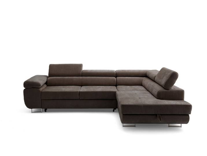 Muffo Ecksofa Wild Ecksofa mit Schlaffunktion, Verstellbare Kopfstützen, Schlaffunktion mit Bettkasten