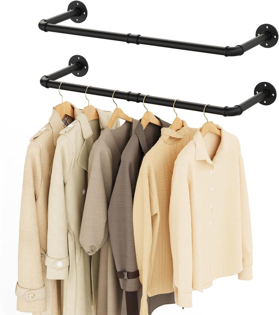 Industrieel kledingrek wandrek zwart 80 cm