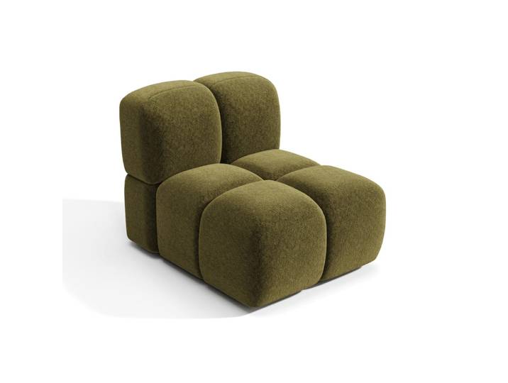 Fauteuil en velours texturé vert vintage