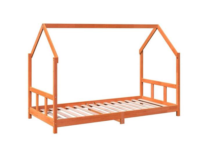 furnicato Kinderbett Massivholz 195,5 x 95,5 x 133 cm Wachsbraun (1-tlg), Vorhangrahmen für mehr Privatsphäre am Kinderbett für dein Kind