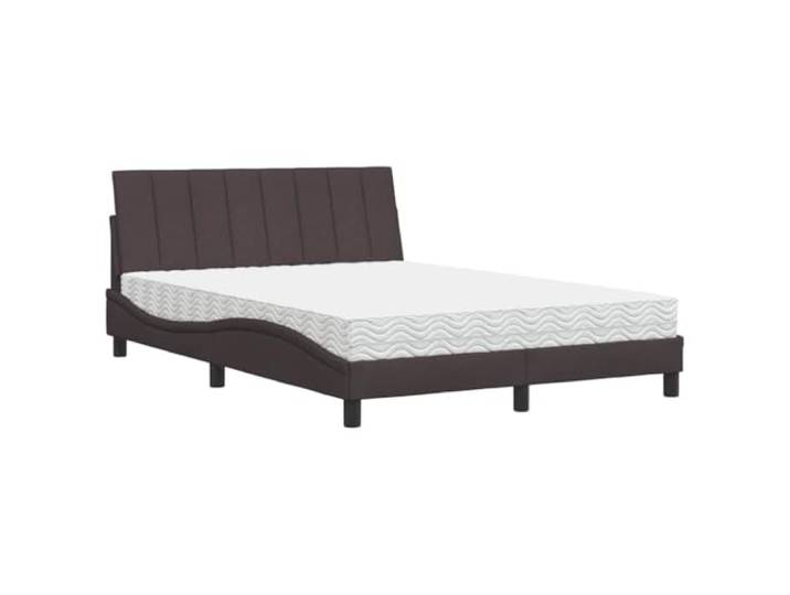 KTHLBRH Bett mit Matratze Dunkelbraun 140 x 200 cm Stoff Lattenrost inklusive, Kopfteil aus Polypropylen-Faser, stabile Beine, Montage erforderlich, Schlafzimmer