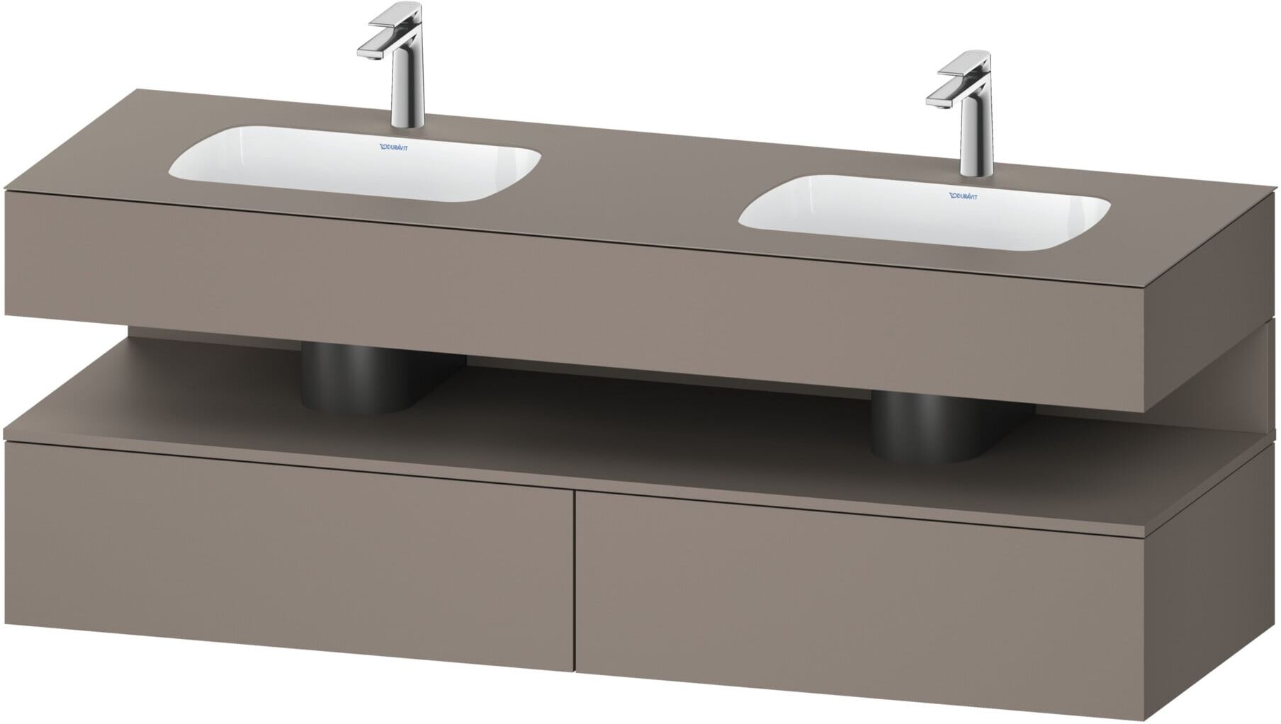 Duravit Einbauwaschtisch-Möbel-Set Qatego 160x55x60cm, Konsolen-Waschtischunterbau, Basalt matt (QA4797043430000)