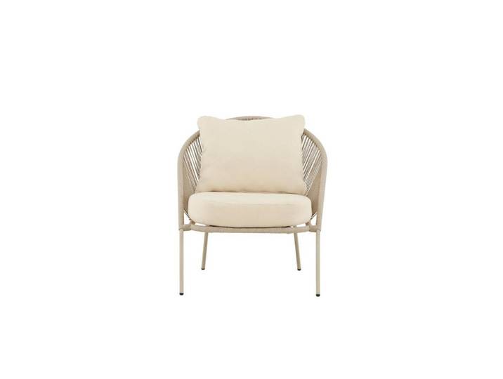 ebuy24 Loungesessel, Lindos, Beige, Stahl, 74 x 81 x 77 cm, Metall, 74x77x81 cm, Gartenmöbel, Loungemöbel, Loungesessel
