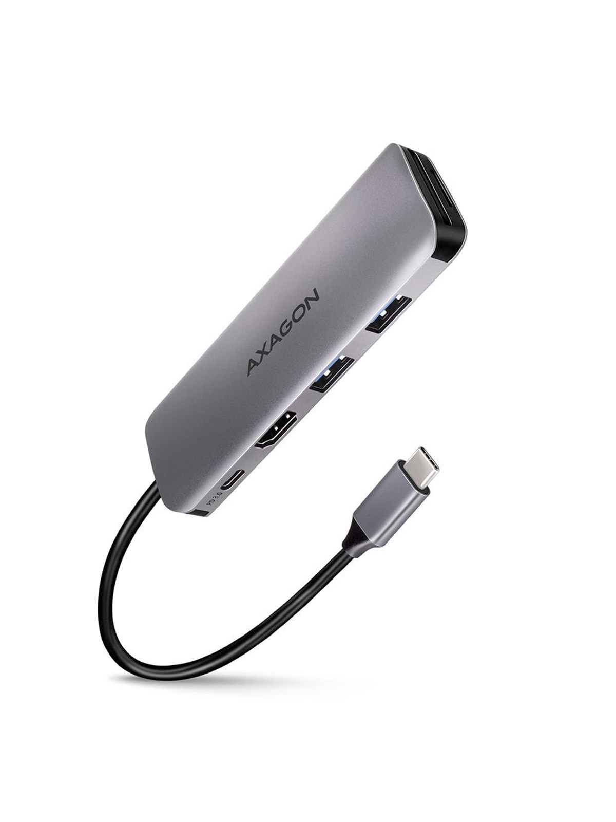 AXAGON SuperSpeed USB-C Hub USB-Hubs - USB 3.2 - 5 - silber