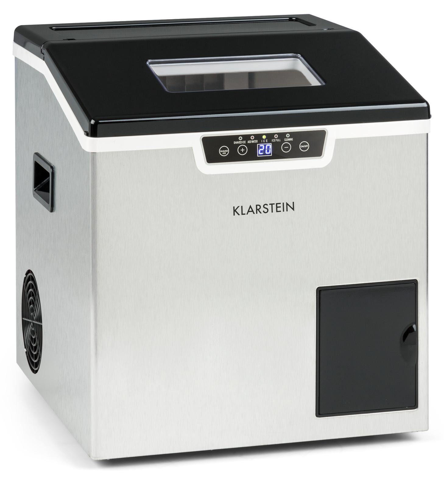 Klarstein Eiswürfelmaschine Klein, 3L Eiswürfelbereiter, Eiswürfelmaschine für 20kg Crushed Eis & Eiswürfel, Mini-Eiswürfelmaschine, Mittelgroße Eiswürfel, Eiswürfelbereiter Selbstreinigend