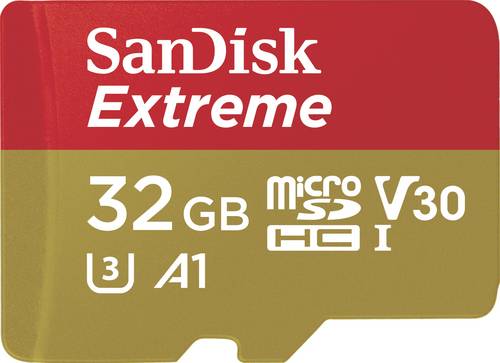 SanDisk Extreme microSDHC-Karte Retail 32GB A1 Application Performance Class, v30 Video Speed Class