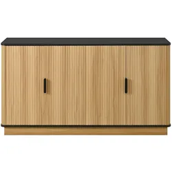 MODFU Sideboard aus Spanplatte Natur 139 x 40 x 75 cm mit Wellenoptik und leisen Scharnieren