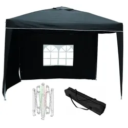 Lex Alu Pavillon Faltpavillon 3x3m Gartenpavillon Gartenzelt Partyzelt Wasserdicht Schwarz : Schwarz