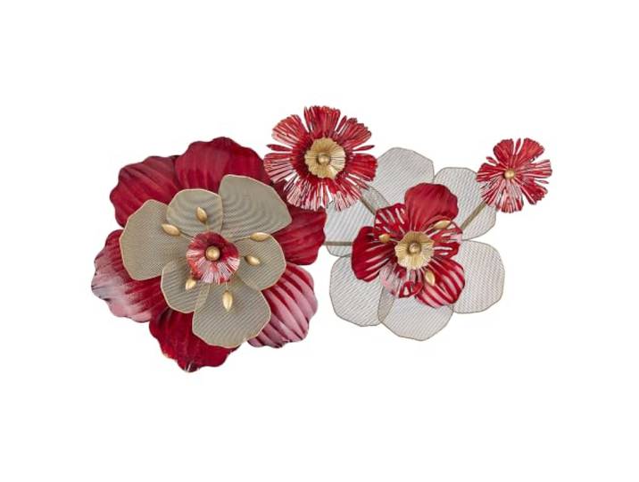 Beliani Wanddekoration Blumen Metall rot/gold einteilig handgemacht Modern Scandium